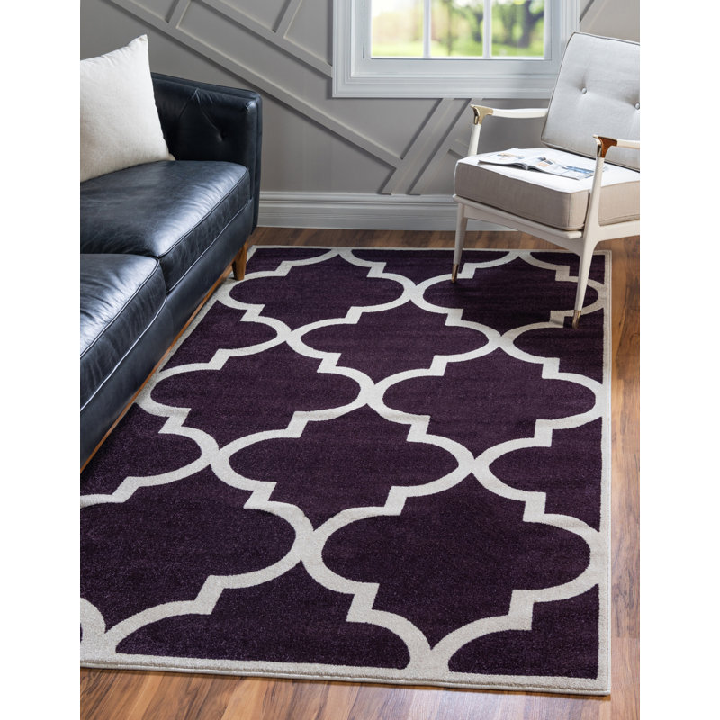 Charlton Home® Moore Geometric Dark Purple Area Rug & Reviews